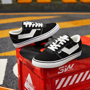 普尼波尼（PONY）同款滑板鞋Skate男女低幫休閑帆布鞋 231U1SK10BK 黑色 36