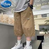 迪士尼（Disney）男童夏裝薄款七分褲2025新款中大童七分褲短褲寬松休閑運(yùn)動(dòng)褲速干 卡其色 150 cm