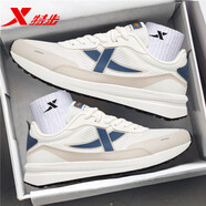 特步（XTEP）男鞋夏季輕便百搭跑步鞋2025新款軟底透氣網(wǎng)鞋旅游休閑運動鞋子男 白灰藍 41