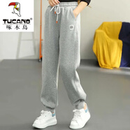啄木鳥(niǎo)（TUCANO）加絨加厚褲子女2026秋冬新款運動(dòng)長(cháng)褲束腳哈倫褲寬松顯瘦保暖衛褲 灰色【加厚】 加絨 2XL 【建議135-150斤】