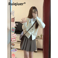 RUIQIUER連衣裙女春秋季新款女裝韓版日系復古學(xué)院風(fēng)可愛(ài)鹽系穿搭套裝裙子 套裝 S