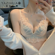 雅姿花性感蕾絲內(nèi)衣女深V小胸罩聚攏調(diào)整型收副乳無(wú)鋼圈上托防下垂文胸 膚綠色(單件) L 36/80(AB通杯約2.2CM)