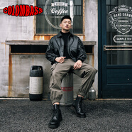 Colombass夾克男復(fù)古軟皮衣男寬松韓版翻領(lǐng)機車服潮牌飛行員皮夾克外套男 黑色(秋款) L