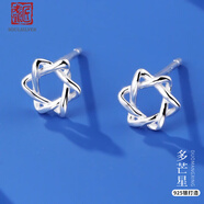 老銀匠耳釘s925銀多款星星月亮耳釘送女友養(yǎng)耳洞不易過敏神秘星空銀耳釘 六芒星耳釘（一對銀耳堵）無證書