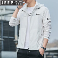JEEP SPIRIT吉普防曬衣男防曬服男士輕薄款夾克外套上衣夏季皮膚衣新款中 2297白色 5XL （176斤-185斤）