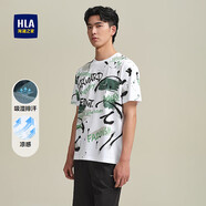 海瀾之家 HLA短袖T恤男25新款吸濕排汗涼感印花短袖男夏 米白花紋Q6 S 165/84A 推薦114~124斤