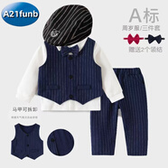 A 21 FUNB1周歲禮服男寶寶英倫風(fēng)秋冬季紅色小西裝高端1嬰兒百天宴生日套裝 藏青四件套[馬甲+衣褲帽]【春秋】 90 1歲半-2歲左 80-90 18-22斤