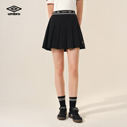茵寶（Umbro）官方短裙英倫復古足球寶貝半身百褶裙運動(dòng)風(fēng)裙子A字裙運動(dòng)半身裙 凝眸黑 L