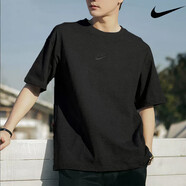 耐克（NIKE）男裝T恤上衣 春夏季新款跑步健身運(yùn)動(dòng)服舒適透氣體恤寬松圓領(lǐng)T恤 DO7393-010黑色刺繡小標(biāo)/純棉 S /建議100-120斤