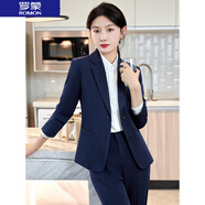 羅蒙（ROMON）  小西裝套裝女2025春秋新款氣質(zhì)大學(xué)生職場(chǎng)面試上班西服工作服女 XXN-20912藏青色外套 XL 108-117斤