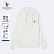 U.S.POLO ASSN.衛衣男連帽商務(wù)休閑長(cháng)袖t恤棉通勤男士打底上衣 純白色 L