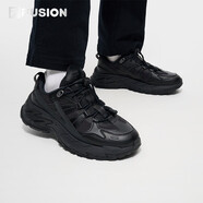 FILAFUSION斐樂(lè)星際鞋機(jī)能休閑鞋男鞋免系帶復(fù)古跑步鞋 駿馬黑-BB 41