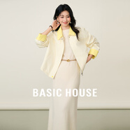 百家好（Basic House）Basic House/百家好小清新撞色牛仔外套女春2025新款短款氣質(zhì)上衣 黃色 L
