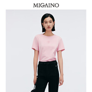 曼婭奴（MIGAINO）女裝新款純棉t恤休閑時(shí)尚圓領(lǐng)休閑簡約正肩短袖上衣MP12RA012 櫻花粉 S