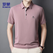 羅蒙（ROMON）T恤男短袖潮流夏季冰絲POLO衫上衣休閑商務(wù)半袖翻領(lǐng)打底衫粉紅XL