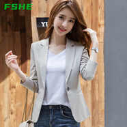 FSHE女士小西裝外套女韓版修身2025新款女裝洋氣短款上衣修身顯瘦西服 燕麥色_收藏店鋪優(yōu)先發(fā)貨 S _建議體重80-90斤