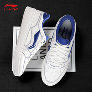 李寧板鞋男鞋2025夏季新款浮舟透氣經(jīng)典男士小白鞋子青少年運動(dòng)休閑鞋 云霧白/亮彩藍（元寶） 44