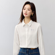 茵曼通勤簡(jiǎn)約繡花女裝長(cháng)袖襯衫2025春季新品舒適棉襯衣上衣 米白色 XL