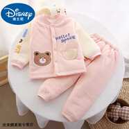迪士尼寶寶寶寶套裝嬰幼兒衣服加棉秋冬棉衣套裝分體式衣服純棉內(nèi)衣可開(kāi)檔衣 寶寶加棉套裝(粉色小熊) 80