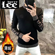 Lee dprre歐洲站潮牌長(cháng)袖T恤男春秋季潮流男士打底衫2022新款半高領(lǐng)ins衛衣 黑色打底衫【加絨】 4XL