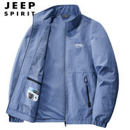 JEEP SPIRIT2025新款春秋季男士休閑夾克外套中青年立領(lǐng)夾克寬松大碼青年上衣 牛仔藍 L