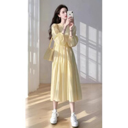 妃莉杋（FeiLiFan）超好看黃色連衣裙女裝2025春夏季新款法式度假仙女氣質(zhì)顯瘦裙子女 黃色 XL