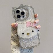 適用蘋(píng)果16promax手機殼新款iPhone15pro電鍍硅膠16pro感個(gè)性可愛(ài)防摔手機保護殼套 Hellokitty水鉆全包防摔送品牌鋼化膜 iPhone 16 Pro Max