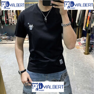 DYJ ALBERT涼感絲光棉短袖T恤男夏季寬松潮牌情侶裝小熊印花歐貨圓領(lǐng)男士t恤 絲光棉-黑色 2XL 建議160-175斤