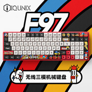 IQUNIX F97涂鴉日記/漫游指南/黑武士/露營(yíng)/滑雪/樂人猿/珊瑚海/薄藤 三模無線藍(lán)牙機(jī)械鍵盤鋁廠無畏契約 F97-涂鴉日記-紅-復(fù)古版 璞玉電競(jìng)軸