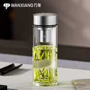 萬(wàn)象（WANXIANG） 單層玻璃杯耐熱泡茶杯水杯子小巧男女士加長(cháng)大容量車(chē)載口杯防漏 【鈦銀色】380ml-U302