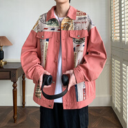 卡度頓情侶裝春秋季小眾設(shè)計(jì)感牛仔休閑夾克男女寬松百搭外套國(guó)潮褂子男 紅色2897 L 建議120-135斤