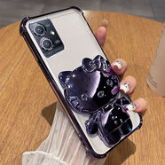 優(yōu)瞐vivoy33s手機殼vivoy33e保護硅膠套vivo全包y33s防摔y33e透明軟殼V2166A女帶支架鏡子voy新款s5g丫 【暗夜紫】自帶鏡頭膜全屏鋼膜+KT貓化妝鏡支架 vivo Y33e