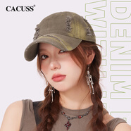 CACUSS棒球帽女春夏時(shí)尚鴨舌帽男破洞軟頂帽子女戶(hù)外遮陽(yáng)太陽(yáng)帽 咖色 均碼 57-59cm