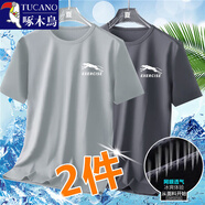 啄木鳥(niǎo)（TUCANO）夏季網(wǎng)眼冰絲短袖t恤男士薄款速干半袖T恤男青年休閑運動(dòng)上衣男潮 豹子淺灰+豹子深灰【網(wǎng)眼短袖】 4XL (160-175斤）