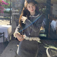 前歌女士毛衣春秋款2024高端時(shí)尚品牌年秋冬針織少女感可拆卸重工手工 灰色裝（高級(jí)版升級(jí)面料 S（高級(jí)版升級(jí)面料）