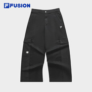 FILAFUSION斐樂(lè)潮牌梭織長(zhǎng)褲男2024夏季時(shí)尚寬松直筒工裝褲 正黑色-BK L 175/84A/L