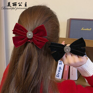 美麗公主絲絨蝴蝶結(jié)發(fā)圈法式復(fù)古發(fā)飾女扎兒童皮筋頭繩皮筋橡皮筋頭飾扎頭 絲絨蝴蝶結(jié)發(fā)圈紅色+黑色