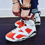 耐克（NIKE）新款男鞋 Air Jordan 6代 AJ6 喬6 喬正代限量運(yùn)動(dòng)休閑高幫籃球鞋 384664-145佳得樂(lè) 白橙綠 40