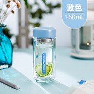 富光雙層玻璃杯女士高端高顏值辦公室鵝蛋防爆帶蓋便攜小巧口袋杯 -藍(lán)色(雙層帶濾網(wǎng)防爆破 160ml