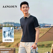 亞獅龍商務(wù)夏季短袖POLO衫男T恤2025新款翻領(lǐng)高級感桑蠶絲薄款速干衣服 HS236寶藍(lán)色 L