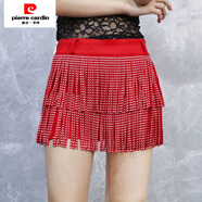 皮爾卡丹（pierre cardin）流蘇短褲女鑲鉆多巴胺新款韓版時(shí)尚性感中腰潮流舞蹈休閑熱褲外穿 紅色【沒(méi)腰帶】 S 【80-95斤】