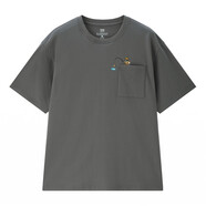 佐丹奴（Giordano）佐丹奴短袖t恤男新款針織純棉小熊刺繡口袋寬松圓領(lǐng)上衣01023439 02 深灰 XXS s小碼