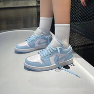 耐克（NIKE）AJ1女鞋男鞋 Air Jordan 1 Low 低幫潮流休閑籃球鞋板鞋 DC0774-141【白藍(lán)】 40