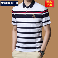 MASTER POLOpolo衫男品牌短袖t恤男藍(lán)白條紋翻領(lǐng)商務(wù)免燙時(shí)尚輕奢棉體恤 3910 白色 3XL