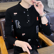 edcofgivensi新款長袖T恤男士打底小衫春秋季純色棉質(zhì)上衣體恤青年男裝2025潮 9512-黑色 XL/175建議125斤-135斤)