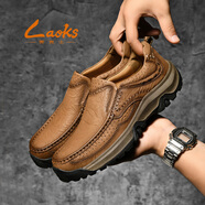 勞克士勞克士秋季新款戶(hù)外防滑登山鞋男士日常休閑皮鞋復古潮流工裝鞋 淺棕色 40