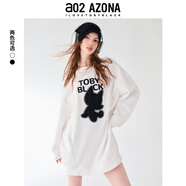 a02圓領(lǐng)長袖T恤裙白色連衣裙女2024新款秋季小眾設(shè)計(jì)感套頭裙秋裝 白色 S