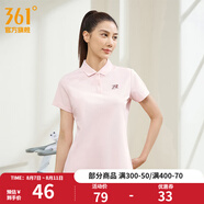 361度運動翻領t恤2025年春夏季新款休閑透氣短袖情侶POLO衫 【女款】千禧粉 3XL