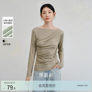 亦谷繆斯衫時(shí)尚t恤女裝2025新款秋季修身打底衫獨(dú)特別致氣質(zhì)上衣 卡其綠 （松茶卡其） S