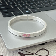 云妝蝶夢(mèng)足銀9999琺瑯蓮花磨砂開(kāi)口手鐲輕奢高級感送女友閨蜜生日節日禮物 琺瑯蓮花開(kāi)口手鐲+玫瑰花禮盒 約31克